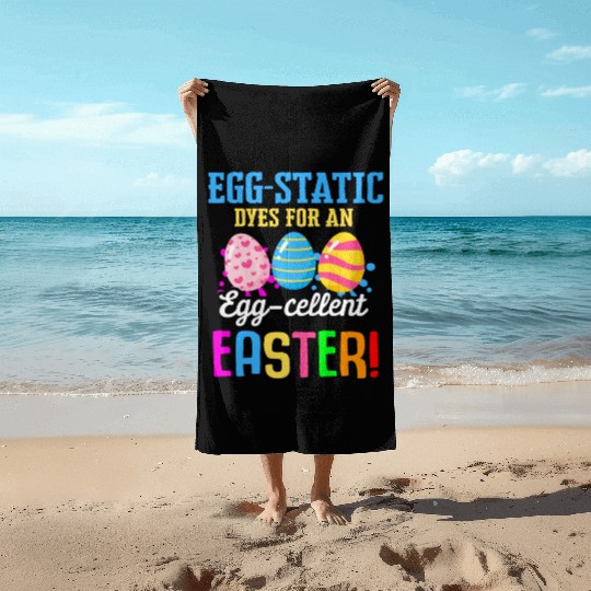 Easter Colorful Egg Dye Rabbit Egg Hunt Beach Towels