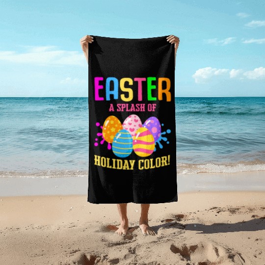 Easter Colorful Egg Dye Rabbit Egg Hunt Beach Towels