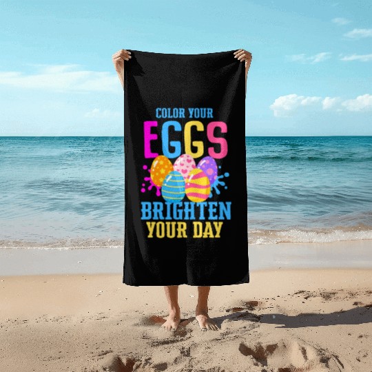 Easter Colorful Egg Dye Rabbit Egg Hunt Beach Towels