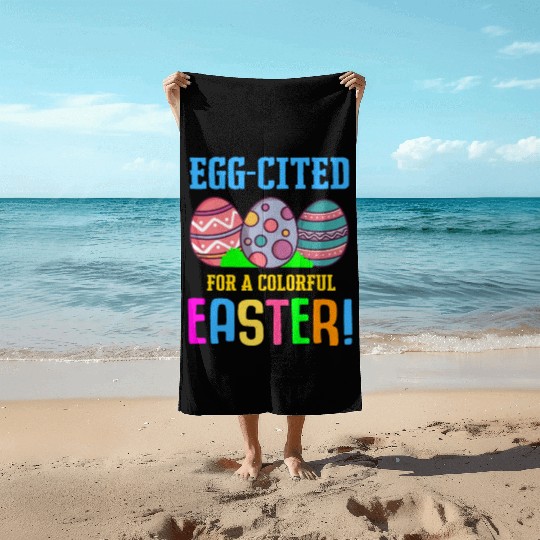Easter Colorful Egg Dye Rabbit Egg Hunt Beach Towels