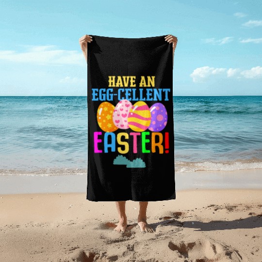 Easter Colorful Egg Dye Rabbit Egg Hunt Beach Towels