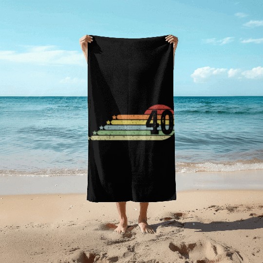 40th Birthday Retro Vintage 40 Years Men Women Beach Towels