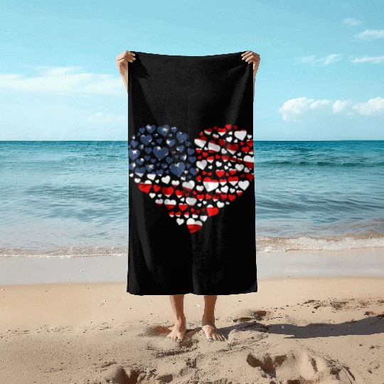 Patriotic America USA Flag 4th Of July American Beach Towels