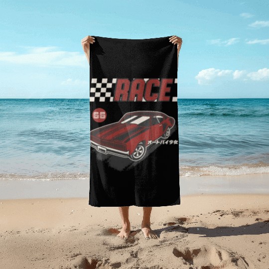 Retro Muscle Car Vintage Racing Car Lover Beach Towels
