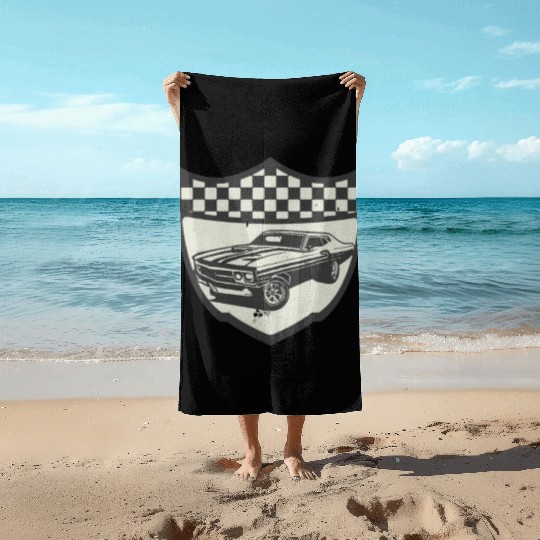 Racing Car Muscle Car Logo Motorsports Beach Towels