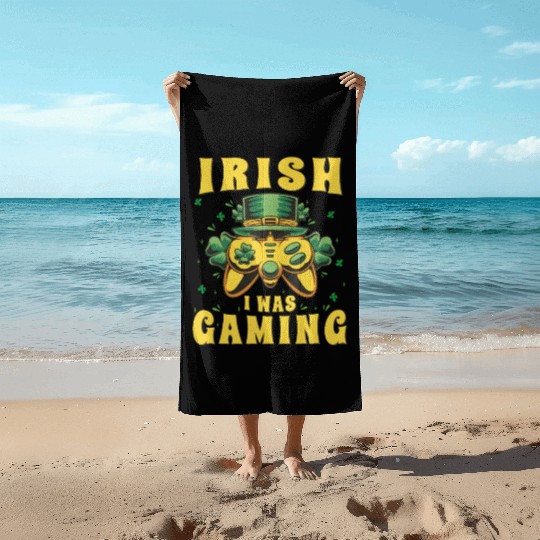 Video Game Controller, Irish I Was Gaming St Beach Towels