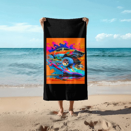 Car Muscle Car Vintage Retro muscle car Beach Towels