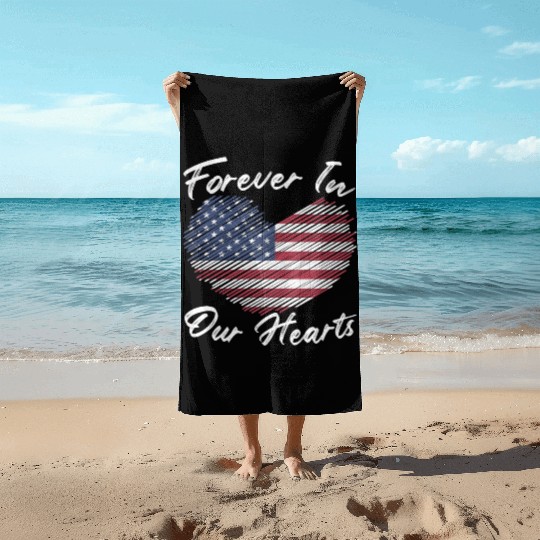 Patriotic Veteran USA Flag American Memorial Day Beach Towels