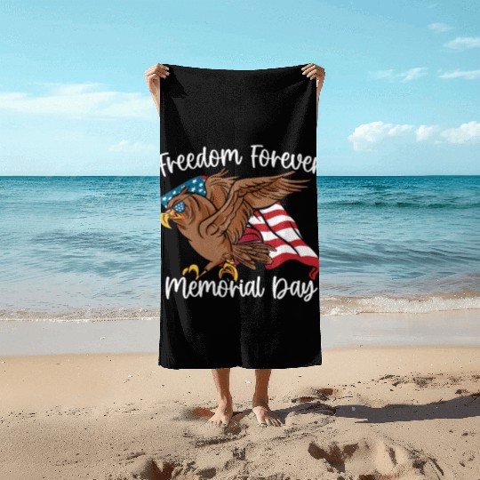 Patriotic Veteran USA Flag American Memorial Day Beach Towels