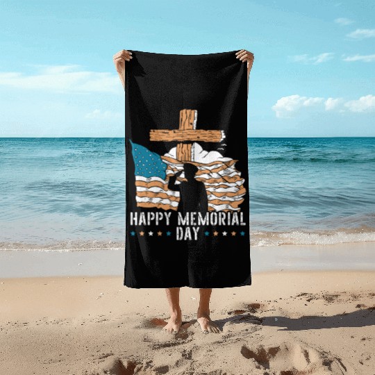 Patriotic Veteran USA Flag American Memorial Day Beach Towels