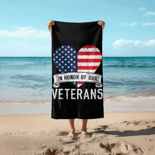 Patriotic Veteran USA Flag American Memorial Day Beach Towels