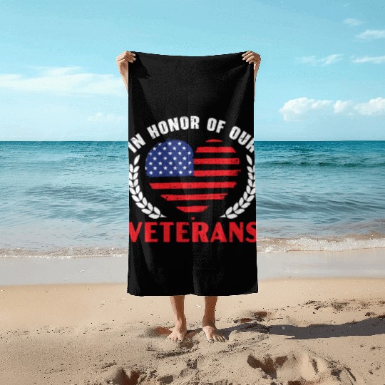 Patriotic Veteran USA Flag American Memorial Day Beach Towels
