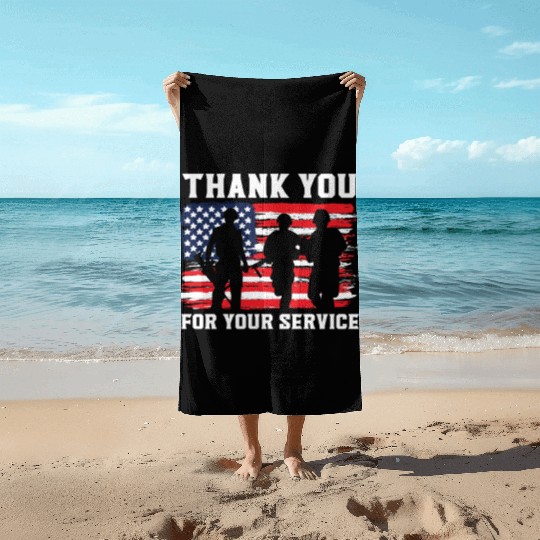 Patriotic Veteran USA Flag American Memorial Day Beach Towels