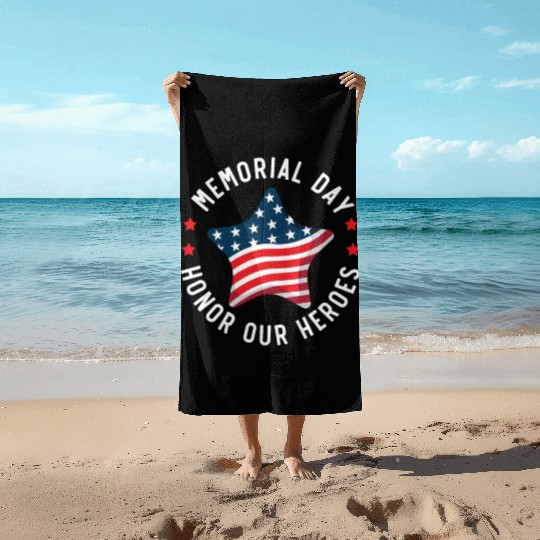 Patriotic Veteran USA Flag American Memorial Day Beach Towels