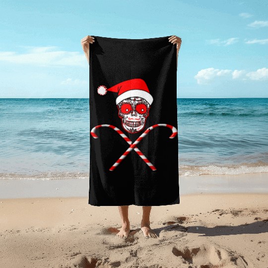 Sugar Skull And Candy Canes Beach Towels