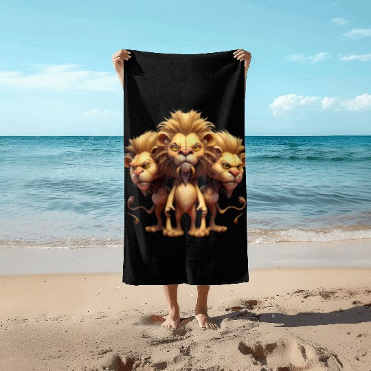 Tree lion Beach Towels