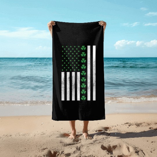 IRISH American Flag Shamrock St.Patrick's Day Beach Towels