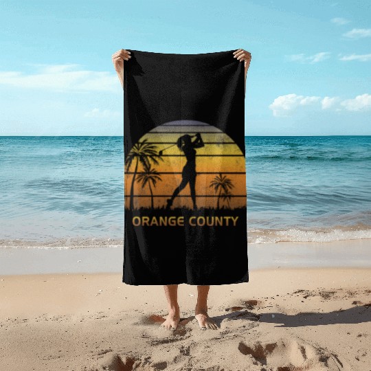 Retro Orange County Women's Golf Golfing Fan Beach Towels