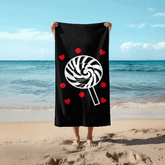 cute candy sweet lollipop lover Beach Towels