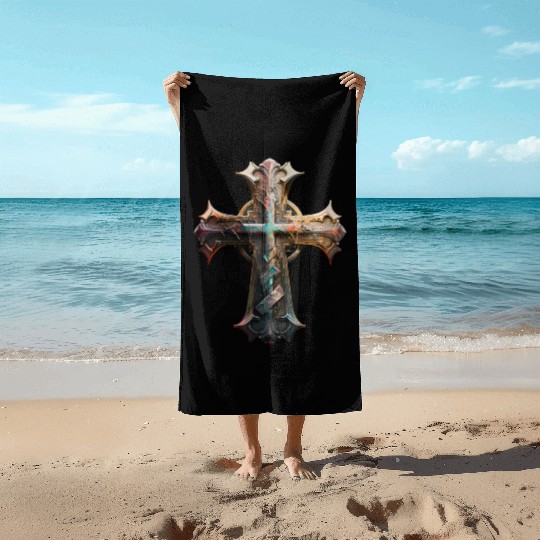 Jesus Cross Painting Beach Towels