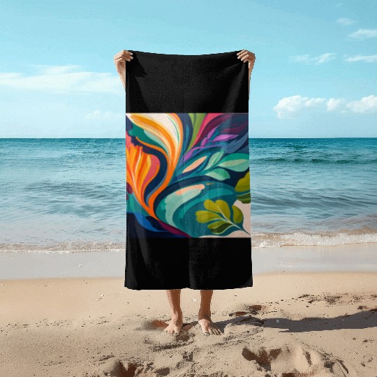 colorful and vibrant abstract painting Beach Towels