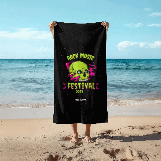 Skull Givin' Raspberry Dk , Rock music Beach Towels