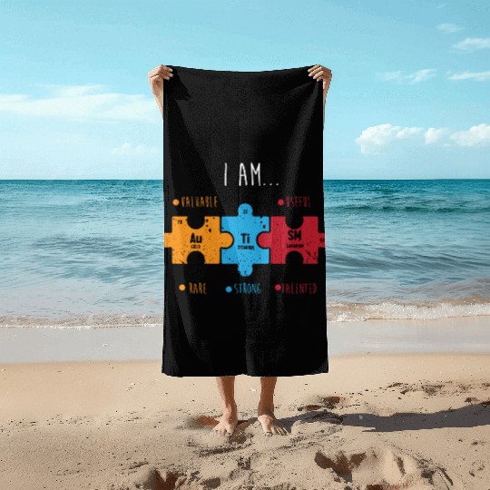 Autism Awareness Autism Periodic Table Beach Towels