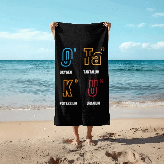Anime Lover Funny Science Otaku Periodic Table Beach Towels
