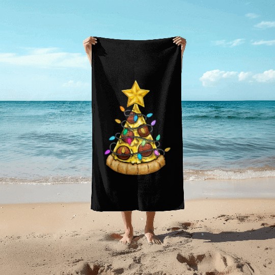 Christmas Pizza Christmas Light Beach Towels
