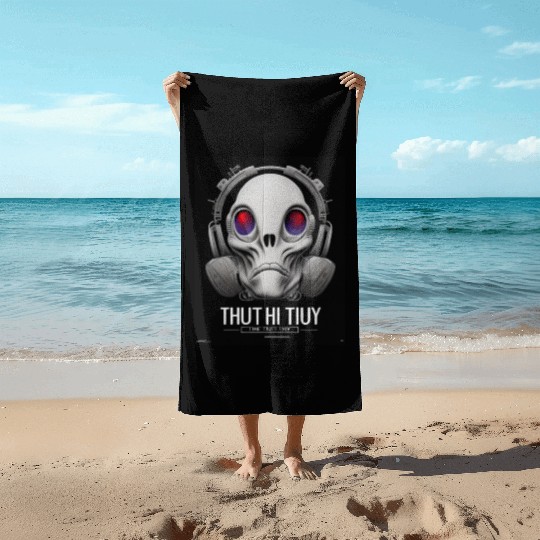 The Truth is Out There a design featuring alien Beach Towels