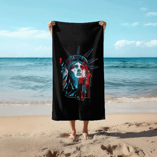 Color Drops Lady Liberty Beach Towels