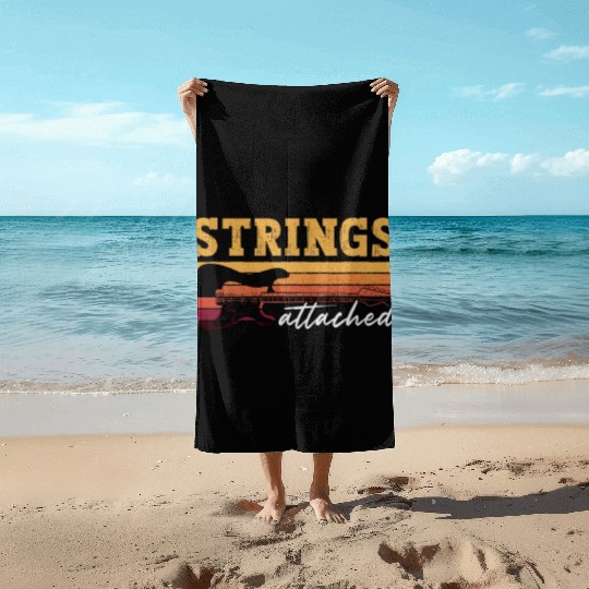 Bass Guitar String Attached Guitarist Bass Player Beach Towels