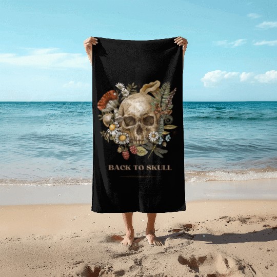 back to skull Beach Towels