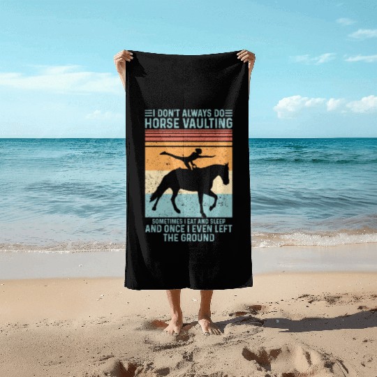 Funny Equestrian Horse Vaulting Retro Beach Towels