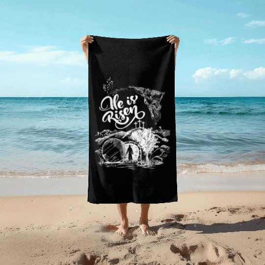 He Is Risen- White Drawing Angel HD Beach Towels