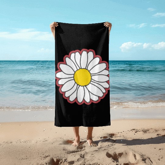 red daisy flower Beach Towels