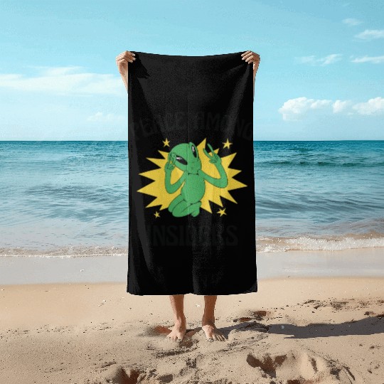 Area 51 Peace Alien Head Martian Space Outsider Beach Towels