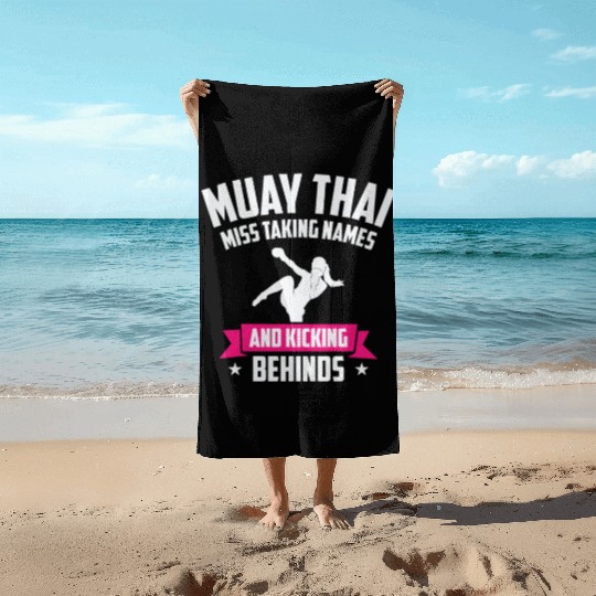 International Women's Day Muay Thai Girl Power Beach Towels