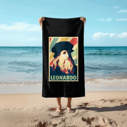 Leonardo Da Vinci Vintage Colors Beach Towels
