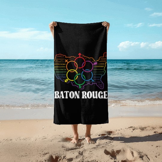 Baton Rouge Pride Month Pride Flag LGBT Community Beach Towels