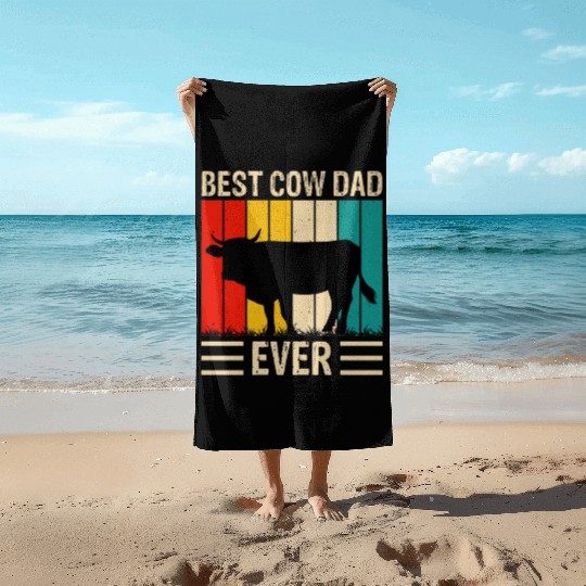 Best dad cow ever Beach Towels