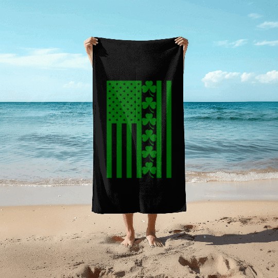 St Patricks Day American Flag Beach Towels