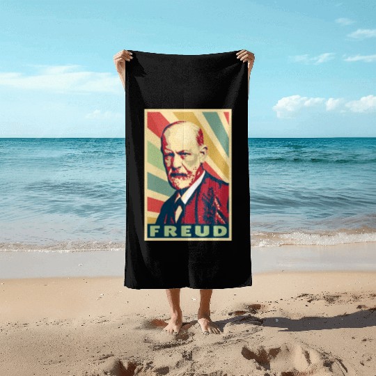 Sigmund Freud Vintage Colors Beach Towels