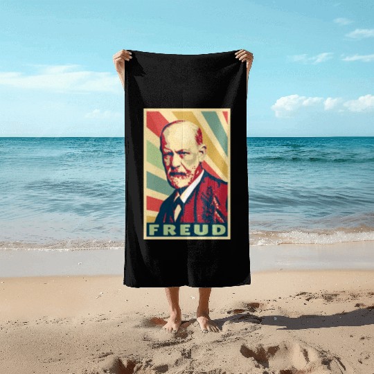 Sigmund Freud Vintage Colors Beach Towels