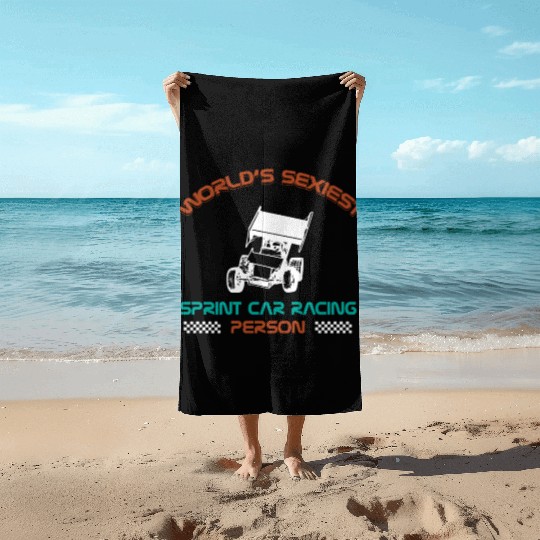 Sprint Car Racing, sprint car, dirt track racers Beach Towels