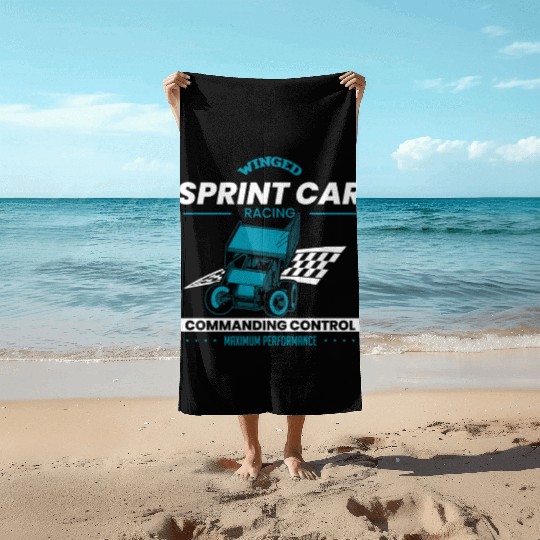 Sprint Car Racing, sprint car, dirt track racers Beach Towels
