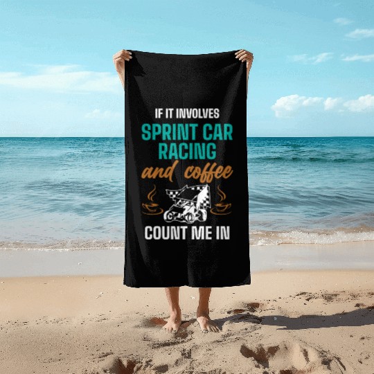 Sprint Car Racing, sprint car, dirt track racers Beach Towels