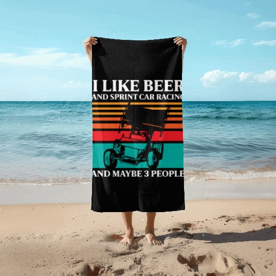 Sprint Car Racing, sprint car, dirt track racers Beach Towels