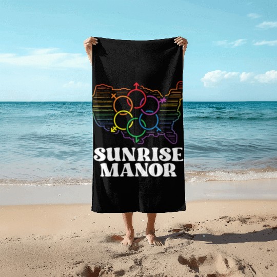 Sunrise Manor Pride Flag Pride Month LGBTQ Flag Beach Towels