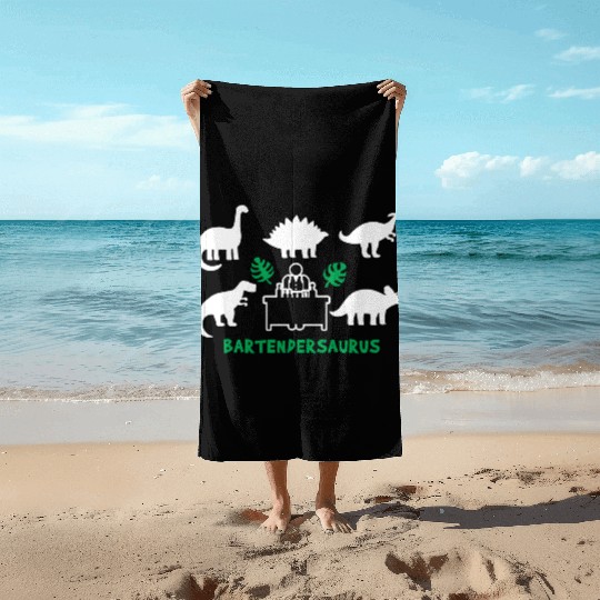 Bartender Saurus Dinosaurs Beach Towels